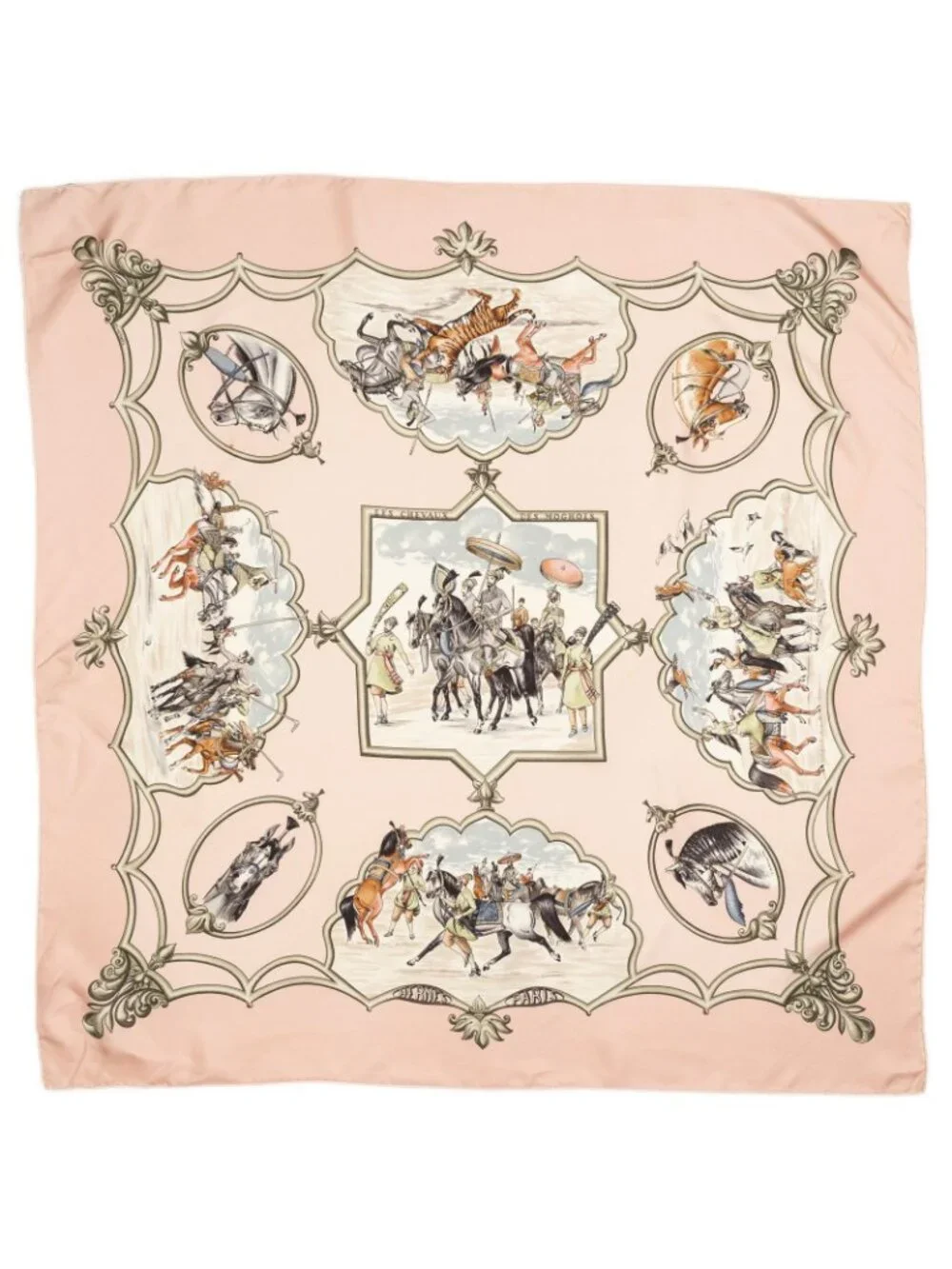 Hermes Scarf Pink Blancs 100% Twill Silk